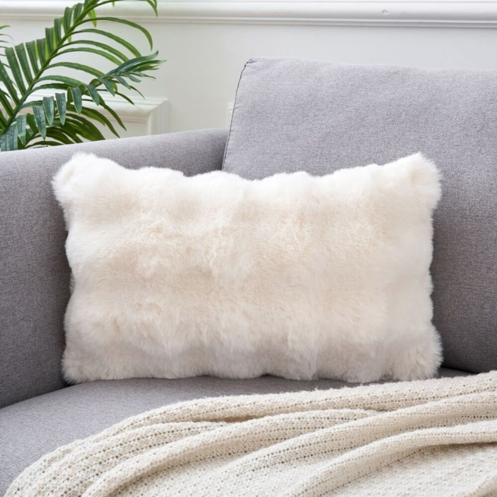 uxcell 1 Pc Faux Fur Cozy Throw Pillow Case 12 x 20 Inch White